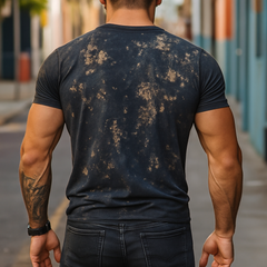 Men's Retro Casual Sun Printed Round Neck Short Sleeve T-Shirt MTA1513D0TO