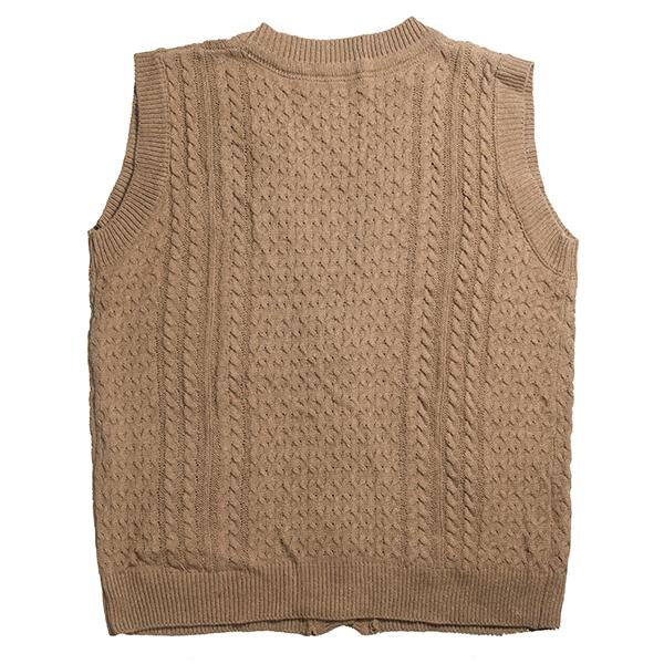 Men's V-Neck Twisted Knit Single Breasted Vest 41270854M