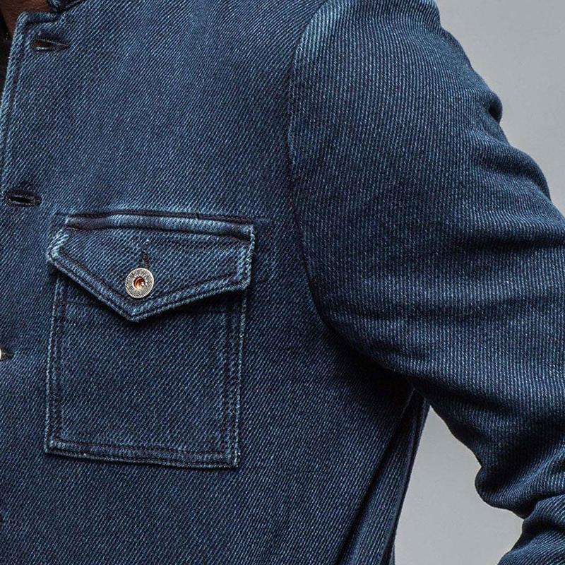 Men's Vintage Washed Denim Multi-Pocket Lapel Jacket 96164488X