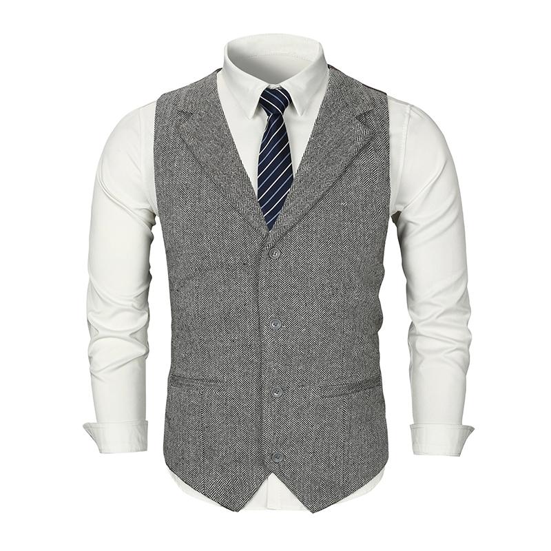 Men's Vintage Lapel Slim Single Breasted Suit Vest 38261597M