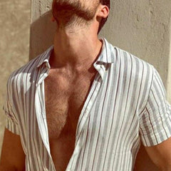 Men's Striped Print Short Sleeve Shirt 98980246Y