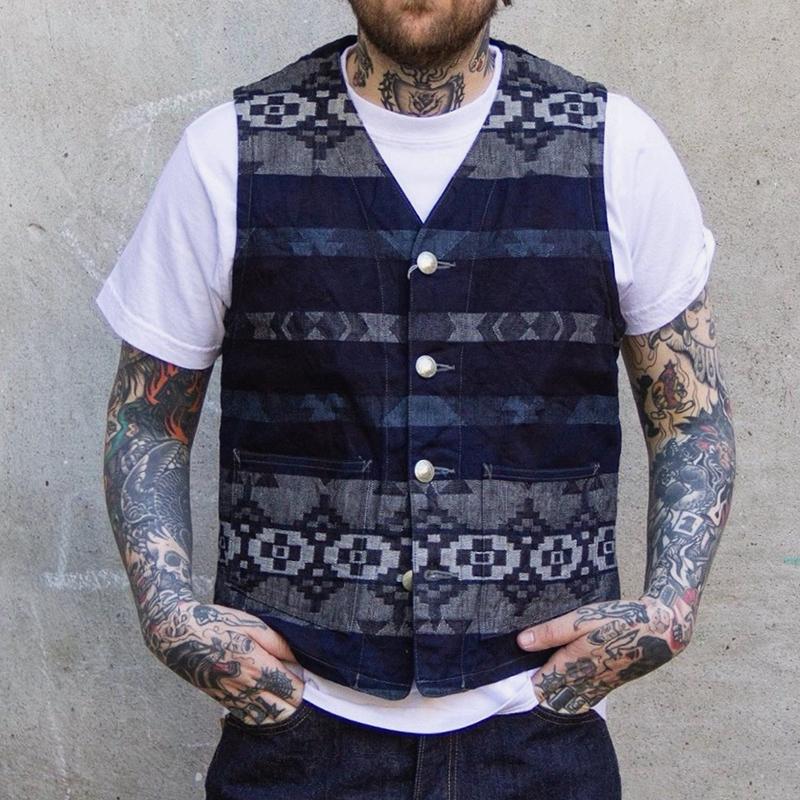 Men's Retro Casual Ethnic Style Printed Vest 27154104TO