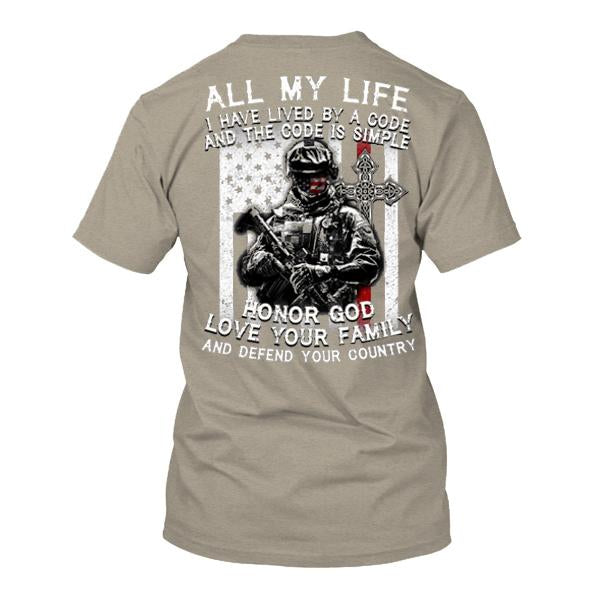 Tribute To Veterans Crew Neck T-Shirt 锛圔ack Print锛81271560X