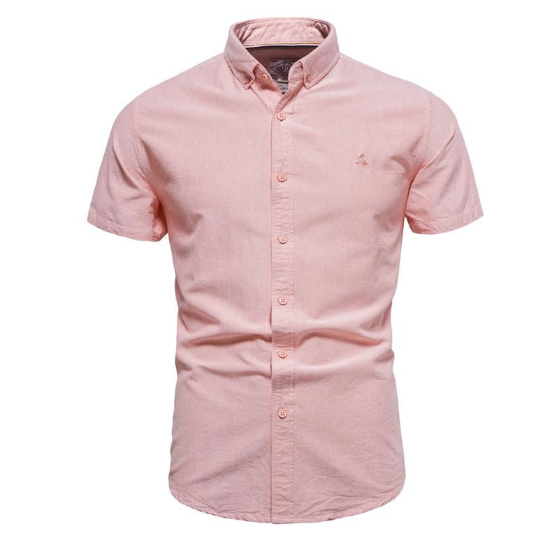 Men's Solid Color Short Sleeve Lapel Shirt 05430490X