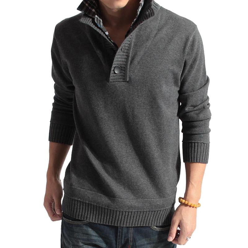 Men's Stand Collar Solid Color Pullover Sweater 81711636X