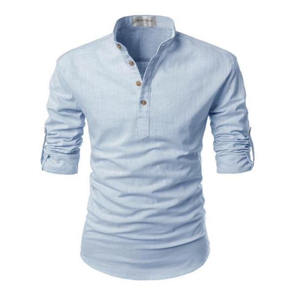 Men's Solid Color Stand Collar Shirt 65064408X