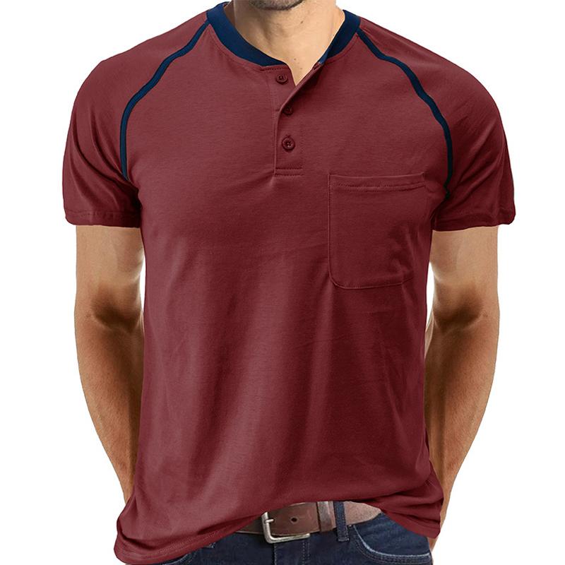 Men's Solid Color Raglan Short Sleeve T-Shirt 74147452Y