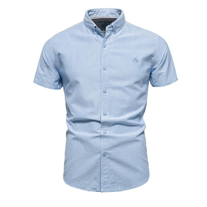 Men's Solid Color Short Sleeve Lapel Shirt 05430490X