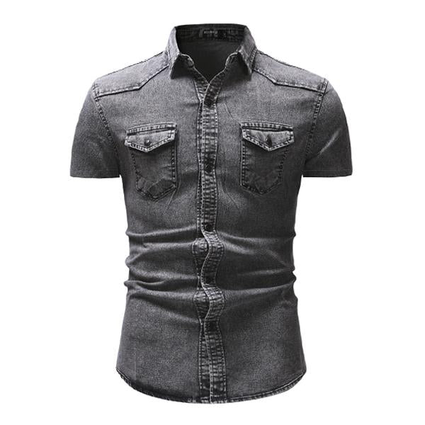 Men's Vintage Denim Short Sleeve Shirt 47012502X