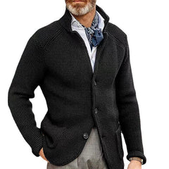 Men's Casual Stand Collar Single Breasted Patch Pocket Knit Blazer 65688948M