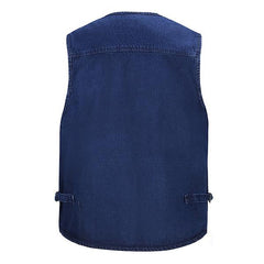 Men's Outdoor Multi-pocket Denim Vest 86805402M