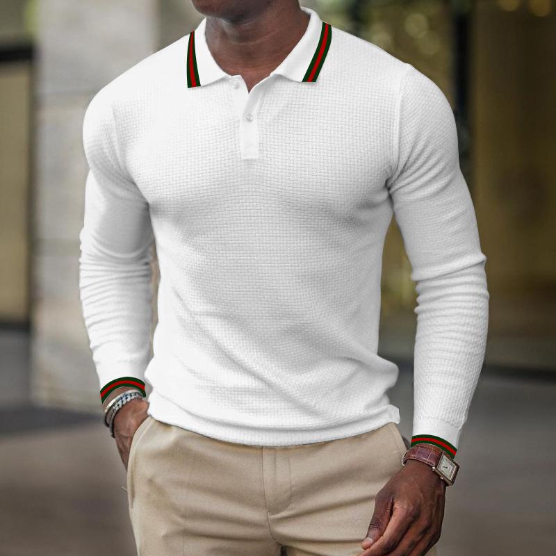 Men's Solid Color Long Sleeve Polo T-Shirt 75988387Y