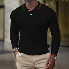 Men's Solid Color Long Sleeve Polo T-Shirt 75988387Y