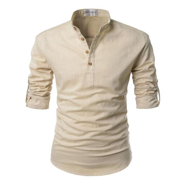 Men's Solid Color Stand Collar Shirt 65064408X