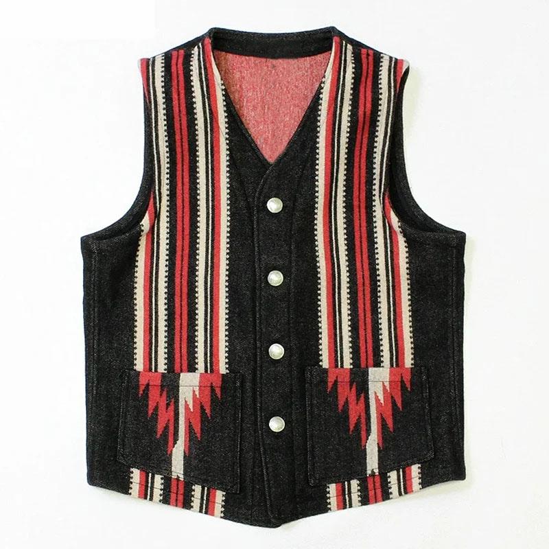 Men's Vintage Western Ethnic Print Vest 83873367Y