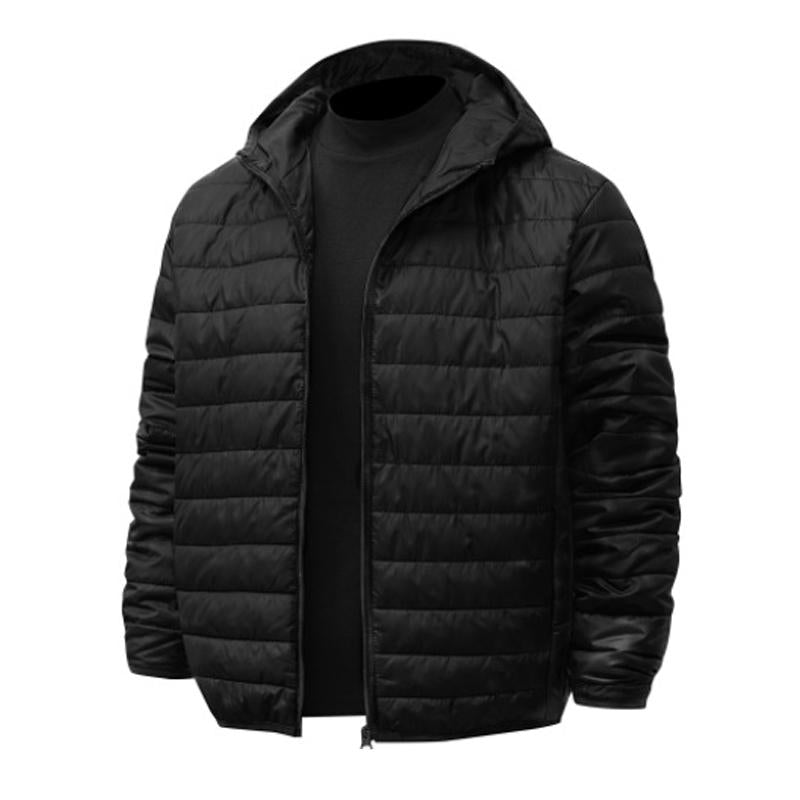 Men's Solid Color Casual Hooded Short Cotton Jacket 22653239X