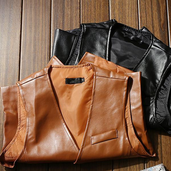 VINTAGE LEATHER BUTTON VEST
