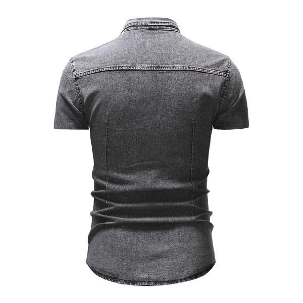 Men's Vintage Denim Short Sleeve Shirt 47012502X