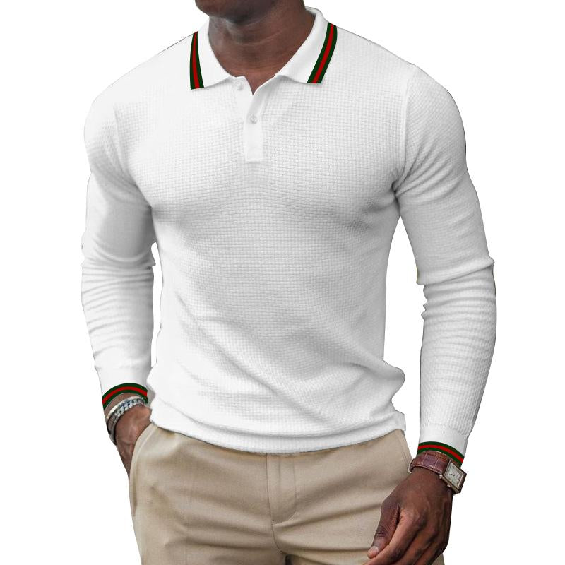 Men's Solid Color Long Sleeve Polo T-Shirt 75988387Y