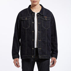 Men's Vintage Solid Lapel Denim Jacket 90307174Y