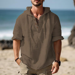 Men's Solid Color Pullover Long Sleeve Hoodie 73000430X