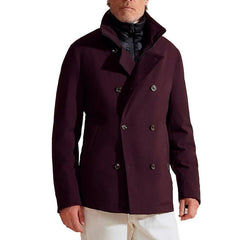 Men's Vintage Solid Lapel Double Breasted Coat 93080096Y