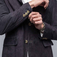 Men's Solid Lapel Suede Blazer 95284392X