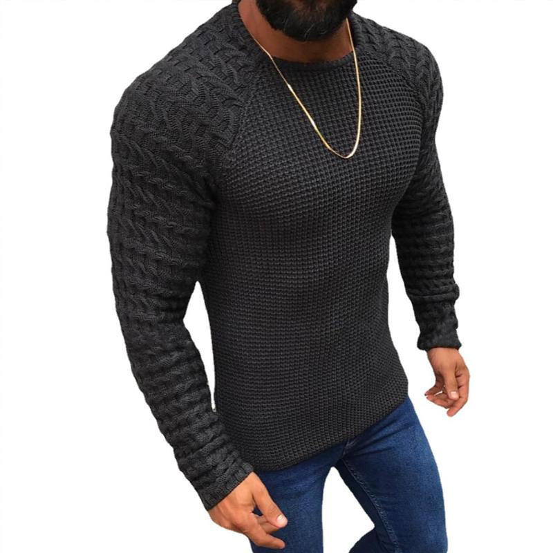 Men's Solid Color Long Sleeve Round Neck Pullover 82433300X