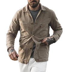 Men's Vintage Distressed Canvas Multi-Pocket Jacket 72361516X