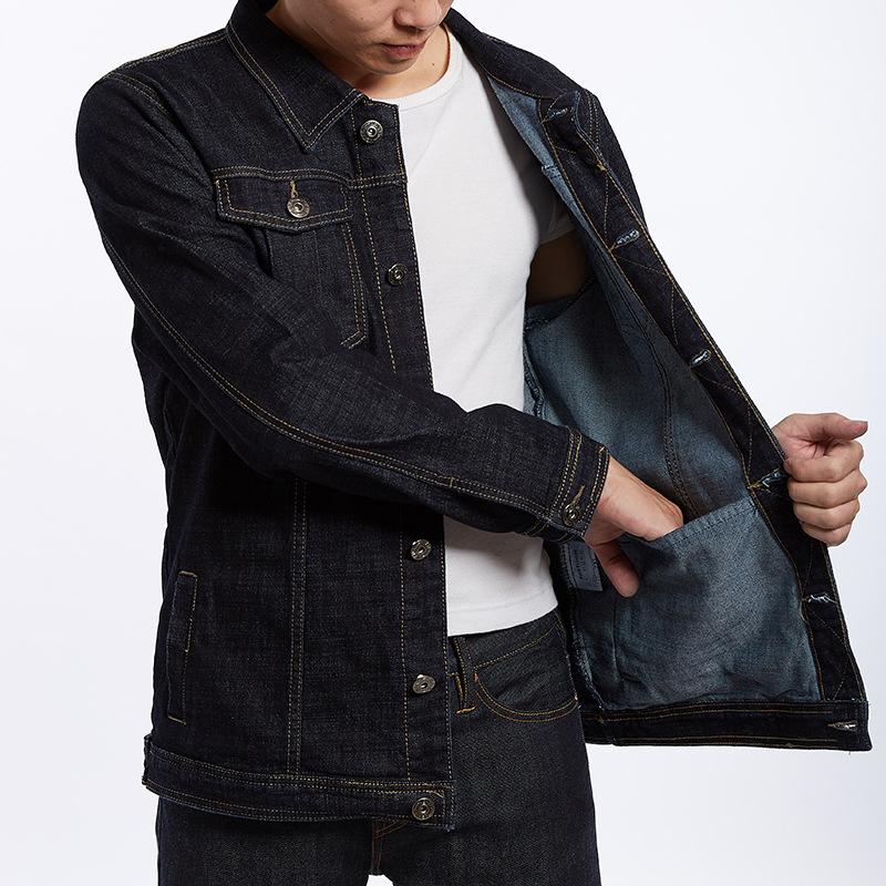 Men's Vintage Solid Lapel Denim Jacket 90307174Y