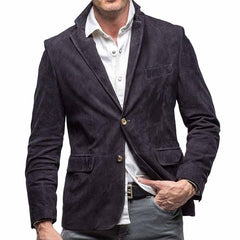 Men's Solid Lapel Suede Blazer 95284392X