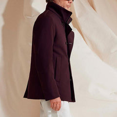 Men's Vintage Solid Lapel Double Breasted Coat 93080096Y