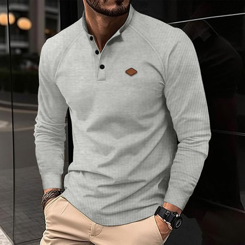 Men's Casual Waffle Henley Collar Raglan Long Sleeve T-Shirt 51518862Y
