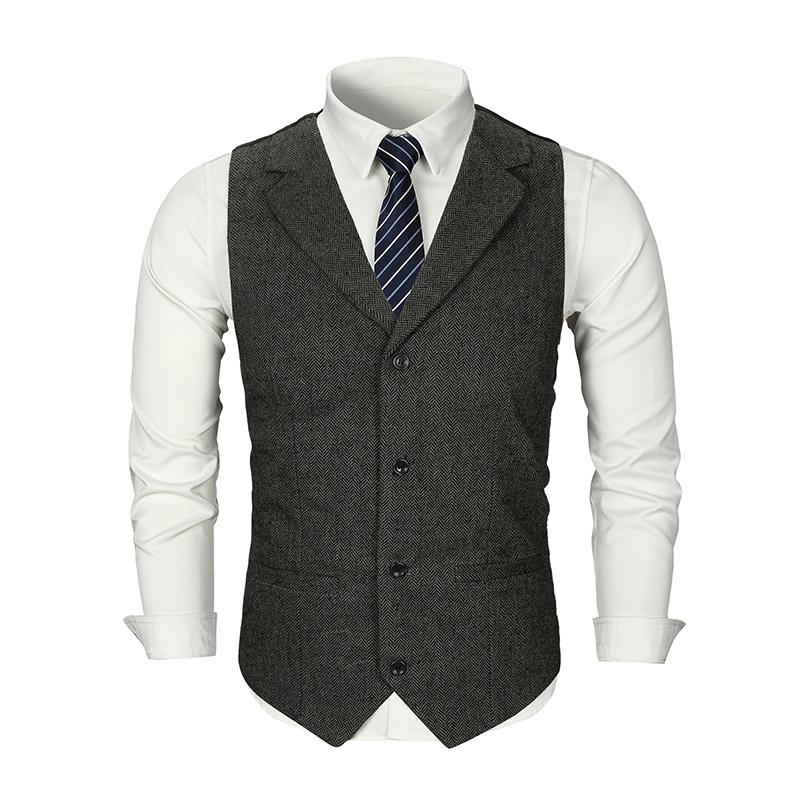 Men's Vintage Lapel Slim Single Breasted Suit Vest 38261597M