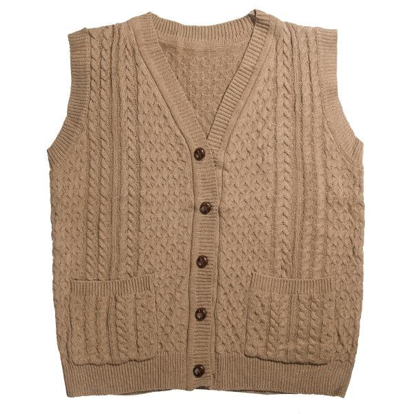 Men's V-Neck Twisted Knit Single Breasted Vest 41270854M