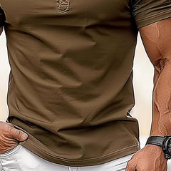 Men's Solid Color Lapel Pullover Short Sleeve POLO Shirt 17996490X