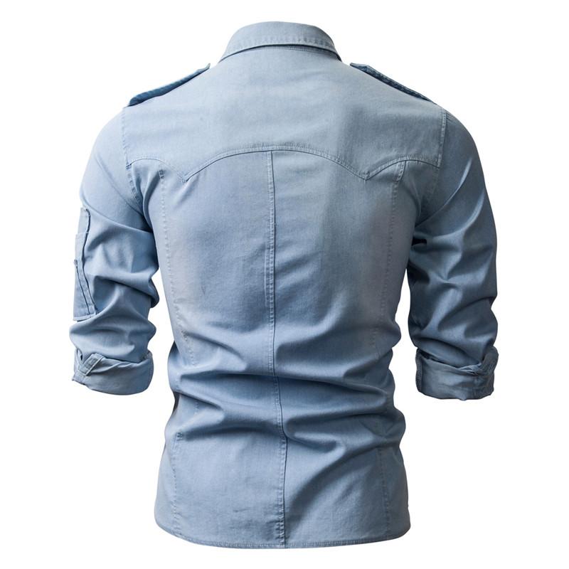 Men's Washed Denim Long Sleeve Shirt 38818803X