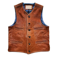 MEN'S VINTAGE SINGLE BREASTED LEATHER VEST M40