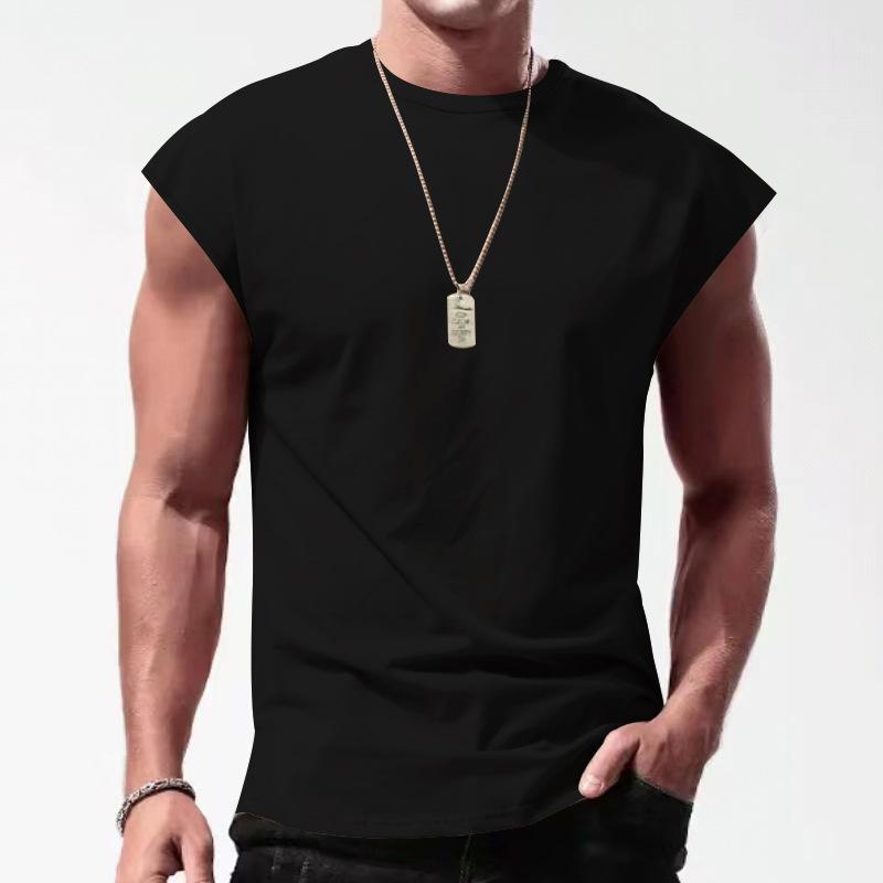 【24-hour shipping out】Men's Solid Loose Sleeveless  Sports T-shirt 64307072Z