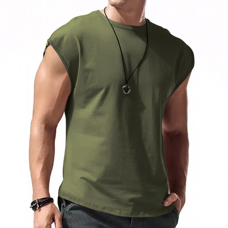 【24-hour shipping out】Men's Solid Loose Sleeveless  Sports T-shirt 64307072Z