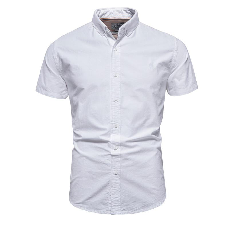 Men's Solid Color Short Sleeve Lapel Shirt 05430490X