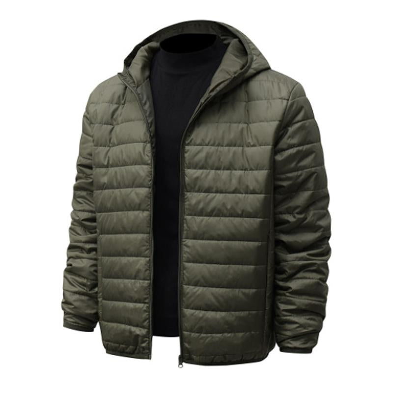 Men's Solid Color Casual Hooded Short Cotton Jacket 22653239X