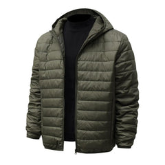 Men's Solid Color Casual Hooded Short Cotton Jacket 22653239X