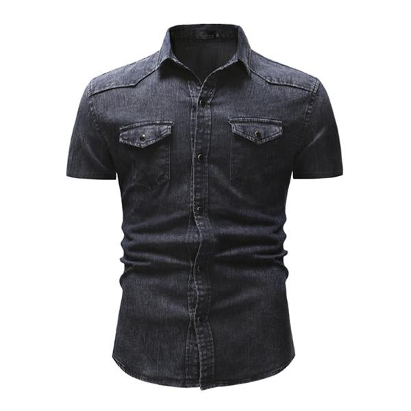 Men's Vintage Denim Short Sleeve Shirt 47012502X