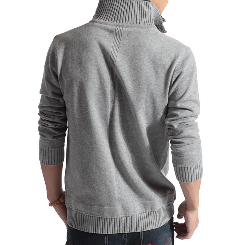 Men's Stand Collar Solid Color Pullover Sweater 81711636X