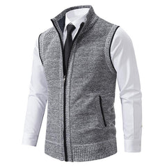 Men's Stand Collar Sleeveless Knitted Fleece Vest (without shirt)07402474X