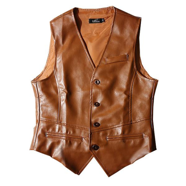 VINTAGE LEATHER BUTTON VEST