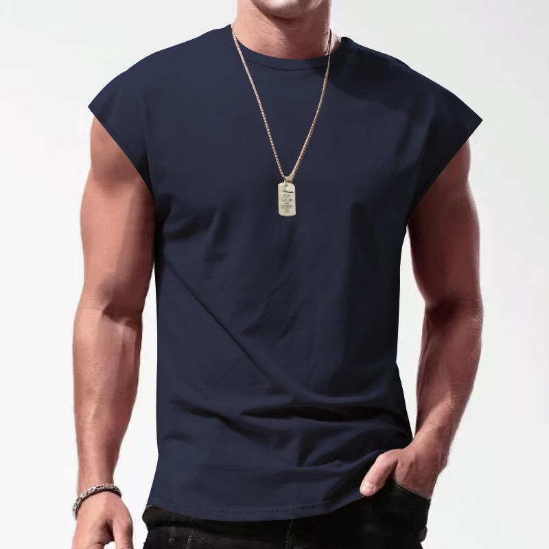 【24-hour shipping out】Men's Solid Loose Sleeveless  Sports T-shirt 64307072Z
