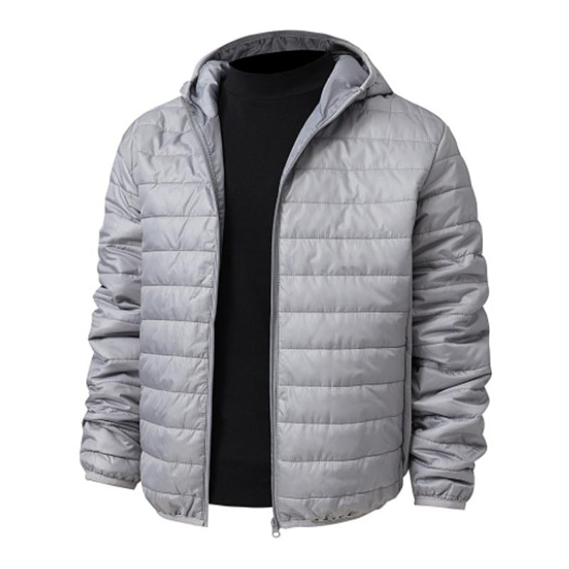 Men's Solid Color Casual Hooded Short Cotton Jacket 22653239X