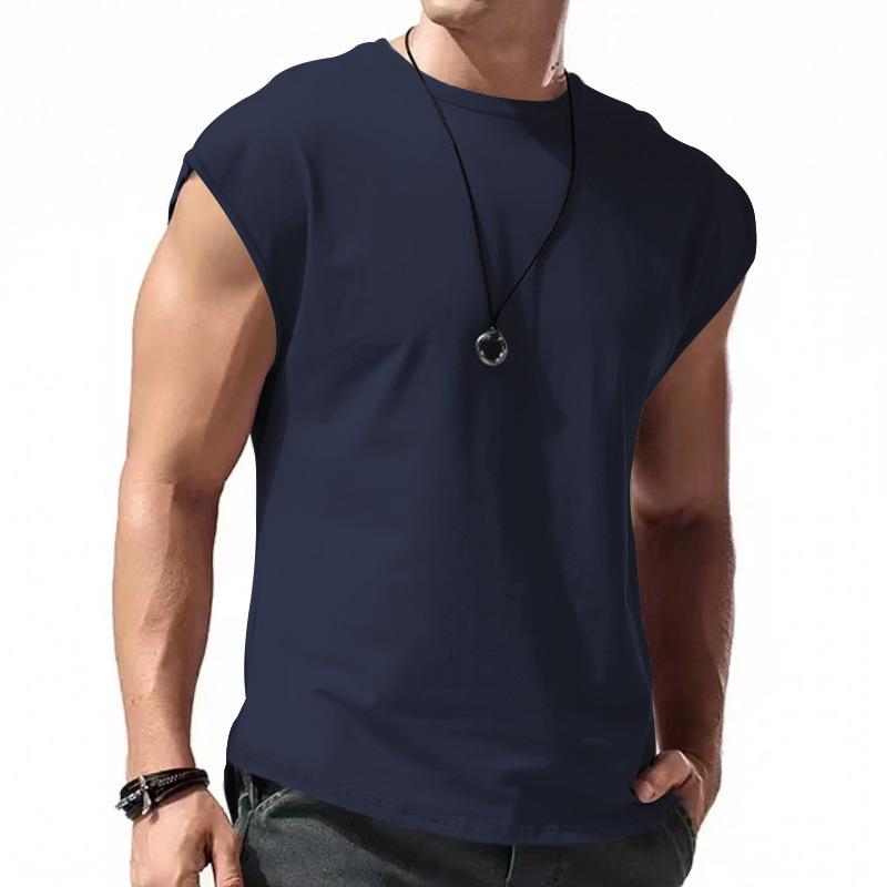 【24-hour shipping out】Men's Solid Loose Sleeveless  Sports T-shirt 64307072Z